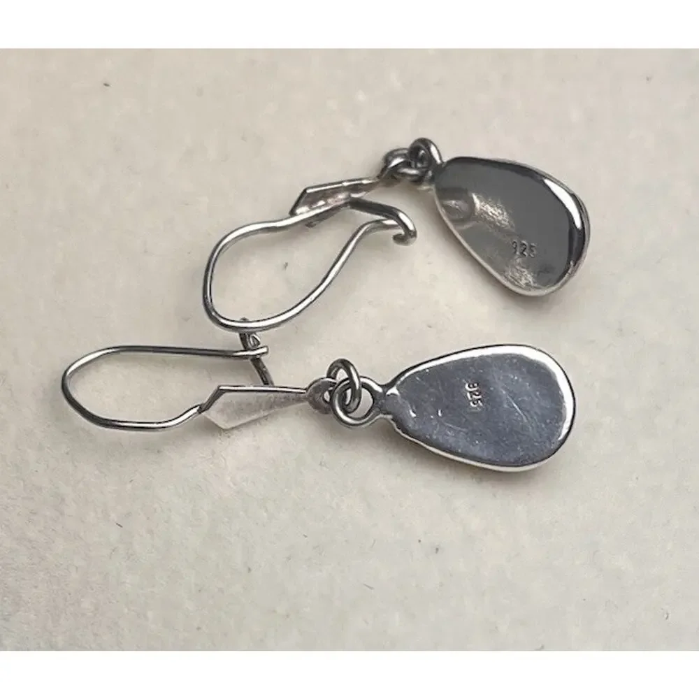 925 Sterling Silver Amber Dangle Drop Earrings Honey Cabochon Dainty Hook Lot